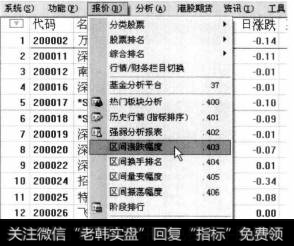 打开通达信软件，选择【报价】【区间涨跌幅度】菜单命令。