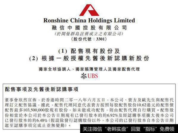 融信中国配股筹资10.95亿