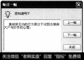 随即可打开【每日一帖】对话框，在其中股民可以查看股市中的格言和警句信息。