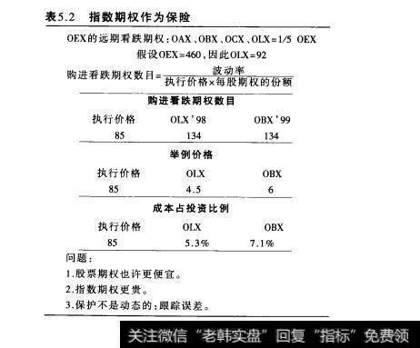 表5.2指数期权作为保险